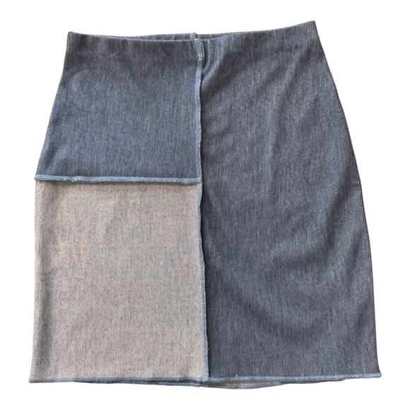 NEW NAKED WARDROBE Women's Blue Dual Denim Mini Skirt Size L - Picture 1 of 4